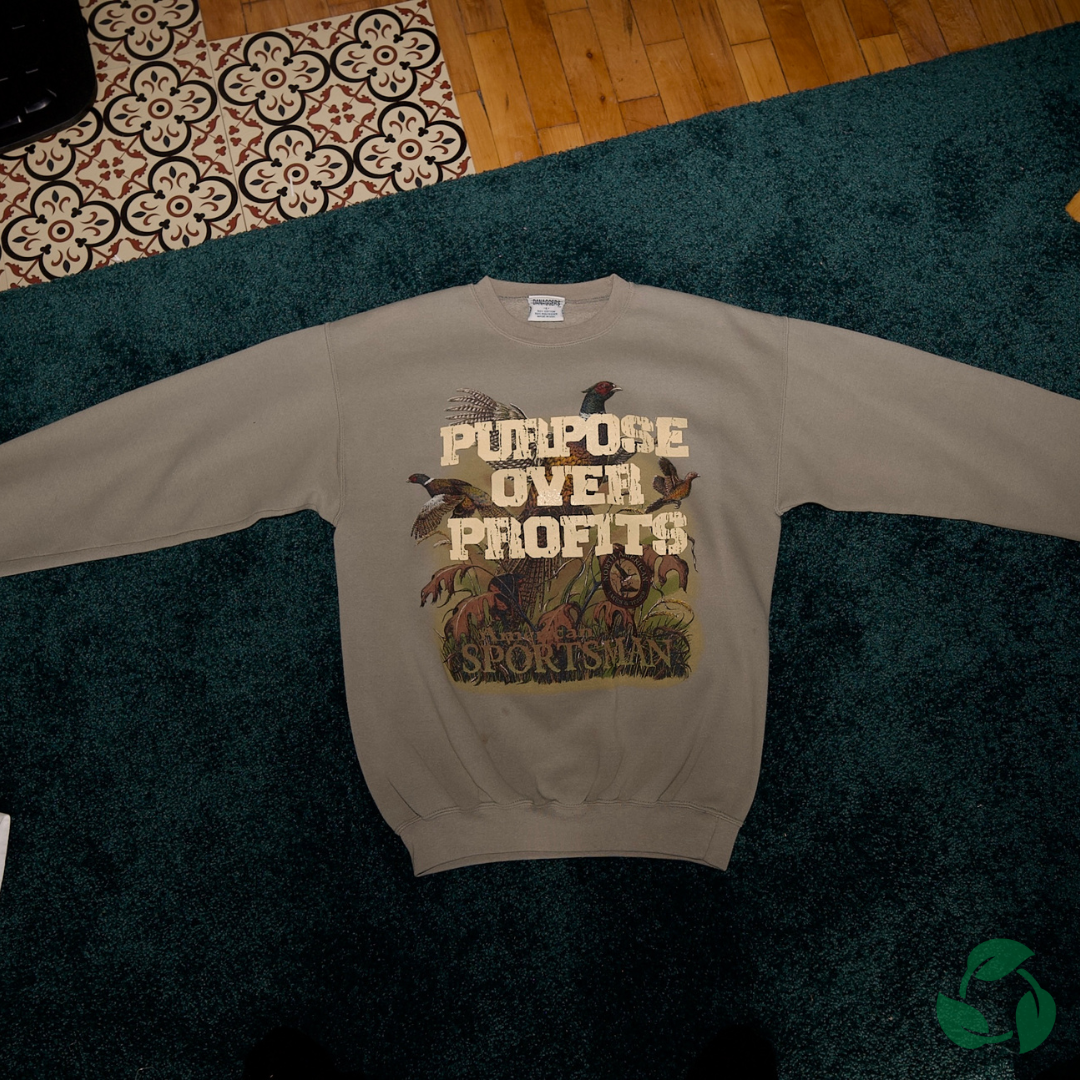 PURPOSE OVER PROFITS - Gray Crew Neck Sweater