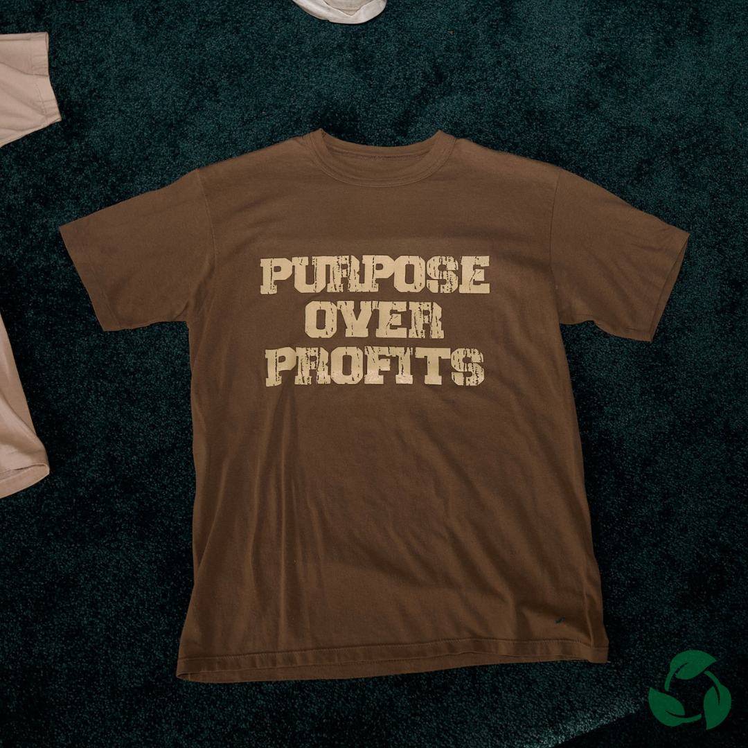 PURPOSE OVER PROFITS - Brown Tee Shirt